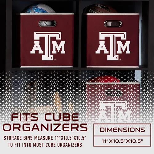 Miniatura 3 de Franklin Sports Cubos de almacenamiento de tela del equipo universitario de la NCAA hechos para adaptarse a organizadores de almacenamiento