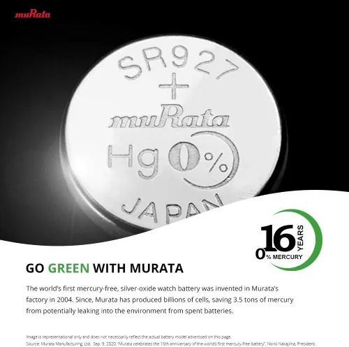 Miniatura 4 de Murata 379 Batería SR521SW 1.55V Celda de botón de reloj de óxido de plata (5 baterías)