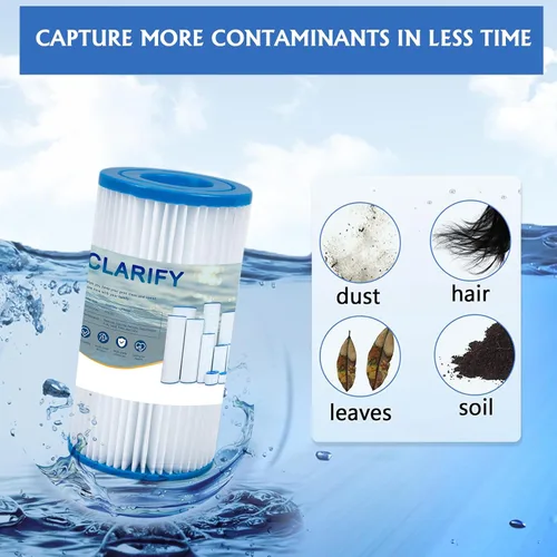 Miniatura 5 de CLARIFY Cartucho de filtro de piscina tipo A/C compatible con 29000E/59900E, filtros de piscina sobre el suelo fáciles de configurar para escapadas