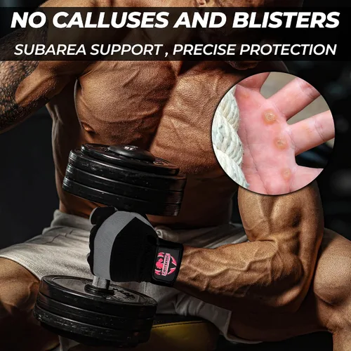 Miniatura 5 de FIGHTSENSE Guantes de entrenamiento para hombres y mujeres, guantes de levantamiento de pesas con agarre mejorado, palma acolchada, correas de Gris