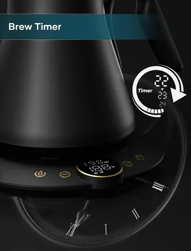 Miniatura 7 de INTASTING - Hervidor eléctrico de cuello de cisne con control de temperatura de ±1℉ para café y té de infusión, calentamiento rápido, acero