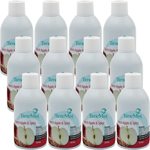 TimeMist Recambios de ambientador medido de alta calidad, especias de manzana holandesa, 7.1 onzas (caja de 12) - 1042818 - Dura hasta 30 días y