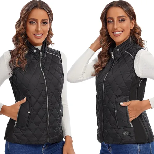 Miniatura 2 de Heated Vest For Women - Stand Collar Quilted Outerware Neck Heating With 6 Heating AerasBattery Included
