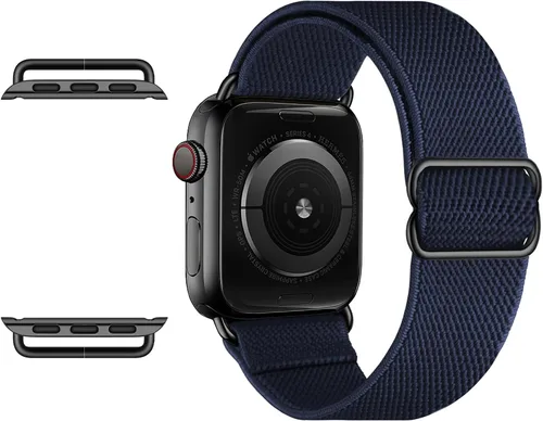 Miniatura 7 de OXWALLEN Correa elástica de nailon solo con conector de metal, compatible con Apple Watch 9/8/7/6/5/4/3 SE 2/1 1.614 in, 1.575 in 1.496 in, correa