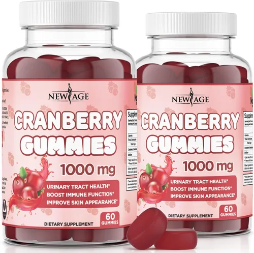 NEW AGE Gomitas de arándano para la salud del tracto urinario, 1000 mg - Apoya la vejiga, los riñones, las infecciones urinarias (arándano, 120