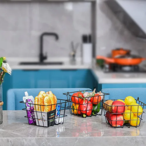 Miniatura 2 de Cesta de frutas de 3 niveles para encimera de cocina o piso, cesta de frutas para verduras y aperitivos, soporte de almacenamiento de metal