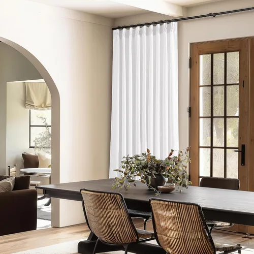 Miniatura 90 de Cortinas de lino natural con pliegues fruncidos de 120 pulgadas de largo para sala de estar, cortinas plisadas con ganchos y lengüeta trasera