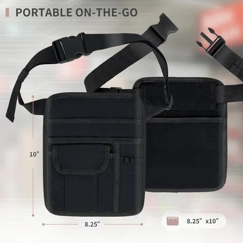 Miniatura 3 de Bolsa de dinero para camarero de restaurante, delantal de servir, soporte para cheques con múltiples bolsillos, cinturón ajustable para camarera