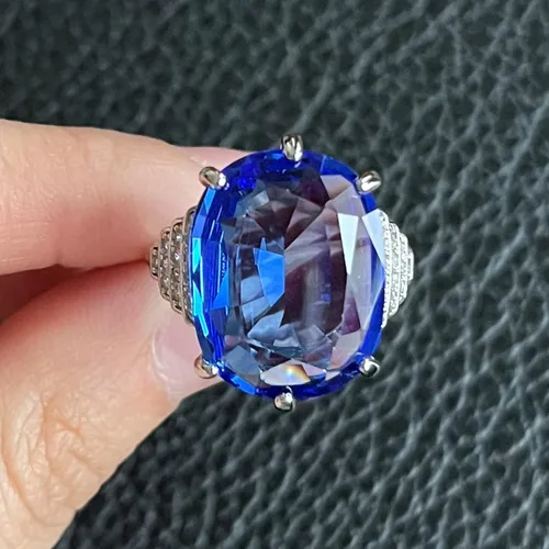 Miniatura 2 de Psiroy Anillo de plata de ley 925 para mujer con relleno de turmalina de 3 ct