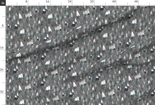 Miniatura 2 de Spoonflower Tela - Montaña, bosque, picos, gris carbón, bosque, estrellas, noche, impreso en tela de gasa Fat Quarter - Costura de ropa de moda