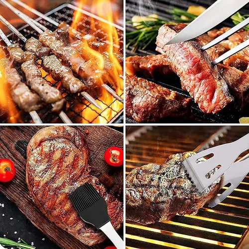 Miniatura 2 de Kit de accesorios para barbacoa, juego de 20 herramientas de parrilla de barbacoa de acero inoxidable para ahumador, camping, barbacoa, utensilios
