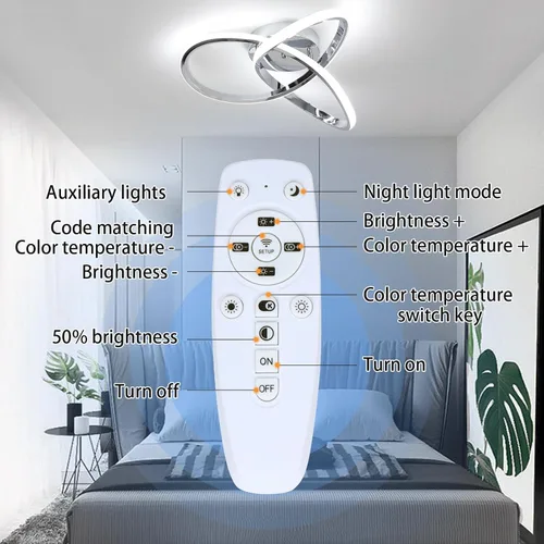 Miniatura 7 de CANEOE Lámparas de techo modernas, lámpara de techo LED de montaje empotrado regulable de 42W con control remoto, diseño creativo cerca del techo
