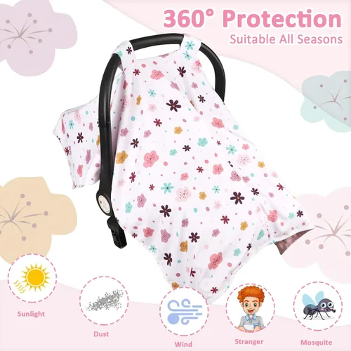 Miniatura 3 de Pea Pod Funda de asiento de automóvil para bebé, funda de asiento de automóvil infantil con diseño de apertura de Peekaboo cubierta de toldo