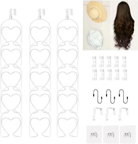Miniatura 22 de LINFIDITE Paquete de 10 soportes para colgar sombreros, organizador flexible con múltiples ganchos, montado en la pared, sobre la puerta, para gorra