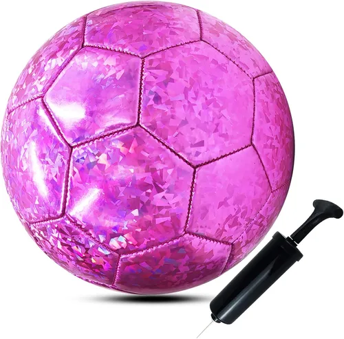 Miniatura 6 de ABAJI Balón de fútbol tamaño 3 4 5 patrón brillante cuero suave práctica entrenamiento regalo de fútbol para niños niñas viene con aguja de bomba
