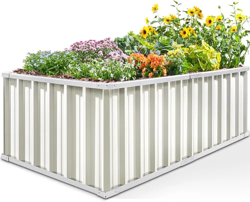 Miniatura 18 de King Bird - Cama de jardín elevada de 68 x 36 x 12 pulgadas, kit de caja de maceta de metal de acero galvanizado para jardín al aire libre, con 2