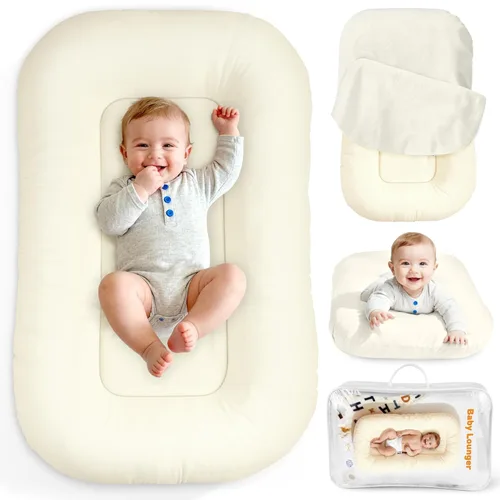 Miniatura 10 de Tumbona y nido de arrullo para recién nacido de 0 a 24 meses, nido de bebé transpirable supervisado de algodón para recién nacido, regalos Blanco