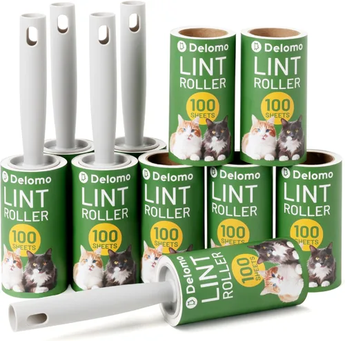 Miniatura 12 de DELOMO Rodillo de pelusa de 1,000 hojas (5 rodillos + 5 repuestos) – Rodillos de pelusa para pelo de mascotas extra pegajoso, herramienta