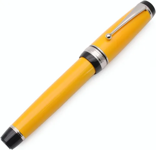 Miniatura 20 de Pluma estilográfica grande de metal, plumilla mediana de 0,7 mm, incluye convertidor de tinta y 5 cartuchos, acabado brillante pintado al piano Negro