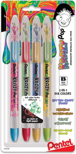 Miniatura 13 de Pentel Sparkle Pop - Bolígrafo de gel metálico, línea gruesa de 1.0mm, colores surtidos, paquete de 4 (K91BP4M)