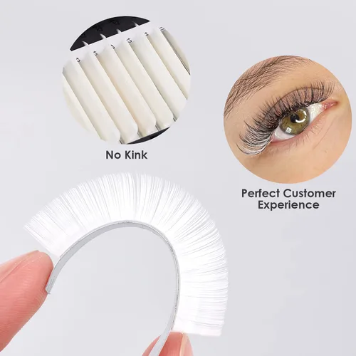 Miniatura 2 de Extensiones de pestañas de colores Easy Fan de 0.354-0.630 in, mezcla de blanco, rizo D, fácil de abanear, 0.003 in, suministros de pestañas