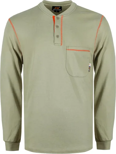 Miniatura 44 de KONRECO Camisas FR para hombres de manga larga Henley 7oz 100% algodón FRC camisa de soldadura de ropa