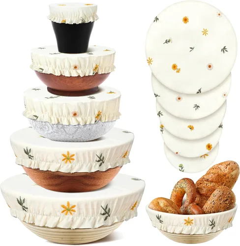 Miniatura 11 de Patelai 10 Pzs Cubiertas para Tazones Reutilizables en 5 Tamaños Tela Elástica de Tela Cubiertas Elásticas para Tazones de Almacenamiento de Varios