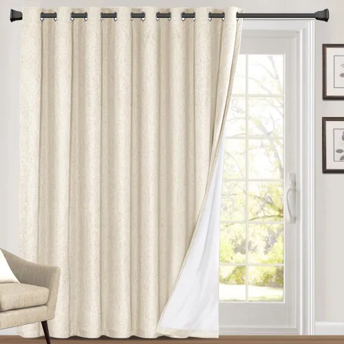 Miniatura 36 de Primitive - Cortinas opacas 100 % de lino texturizado natural para dormitorio, sala de estar, cortinas para ahorra energía, tela de arpillera