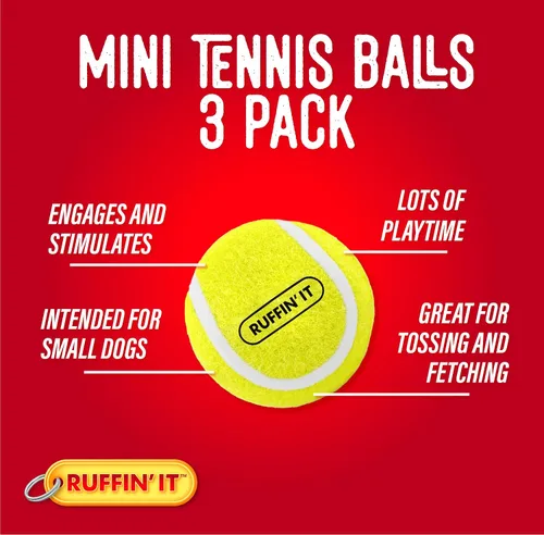 Miniatura 3 de Ruffin' It Pelotas de tenis pequeñas, juguete para perros de tamaño pequeño para parque, hogar o playa, paquete de 3