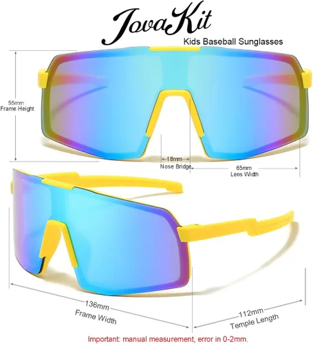 Miniatura 3 de JOVAKIT Gafas de sol de béisbol para niños y niñas de 3 a 13 años, lentes de sol de béisbol juvenil, UV400, pantallas deportivas de ciclismo