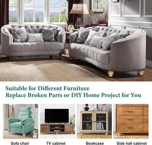 Miniatura 7 de FoDau770 Patas de madera de goma para muebles de 2.4 pulgadas, patas de sofá modernas de mediados de siglo, patas de sofá resistentes, patas de Negro