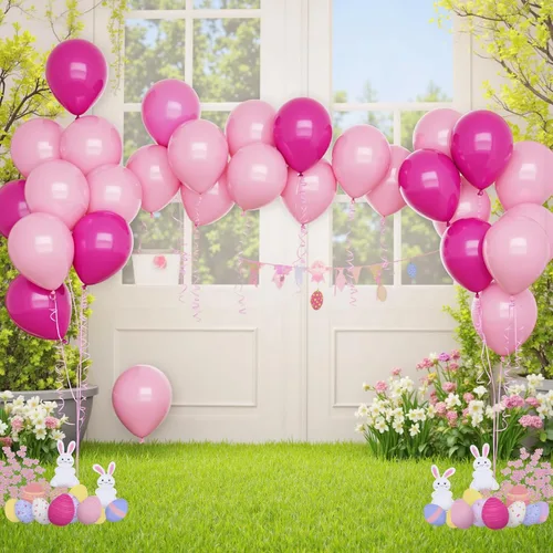 Miniatura 2 de LovesTown Juego de 140 globos rosados, globos de fiesta de 12 pulgadas, globos de látex grandes, kit de arco de guirnalda para decoraciones