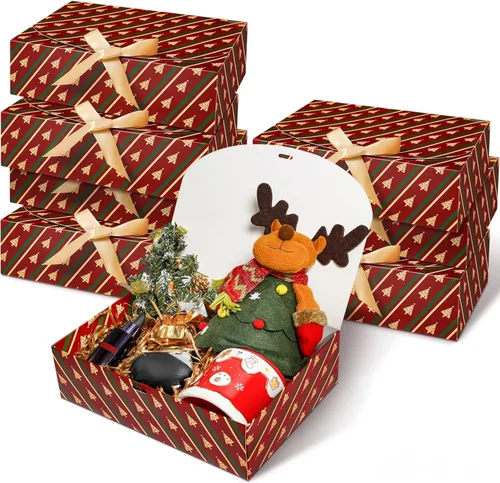 Miniatura 7 de SWANGSA Juego de 11 cajas de regalo negras con tapas, cajas de regalo de papel kraft de 10.6 x 8 x 3 pulgadas para regalos, caja de propuesta