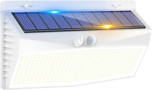 Miniatura 18 de 368 luces LED solares para exteriores con sensor de movimiento, valla solar con 3 modos de iluminación, seguridad alimentada, impermeable
