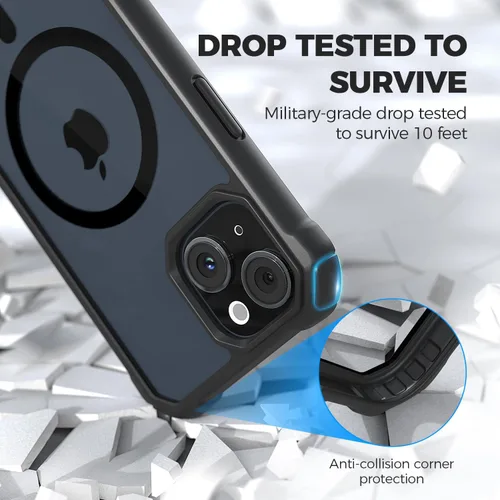 Miniatura 3 de RAPTIC Funda magnética Air para iPhone 15, funda protectora transparente a prueba de golpes, grado militar probada para caídas de 10 pies, funda