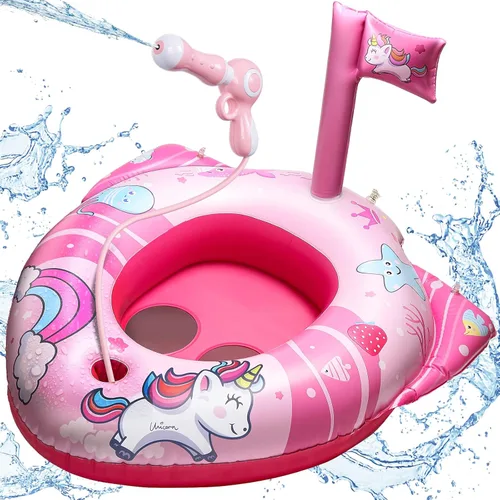HopeRock Flotadores de piscina de unicornio para niños pequeños y niños, con pistola de agua, juguetes de piscina para niñas de 3 a 8 años, juguetes