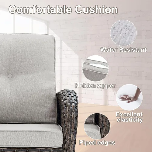 Miniatura 5 de Belord Sillas giratorias de mimbre de polietileno para muebles de patio, asiento giratorio para exteriores con cojines para porche, terraza, balcón