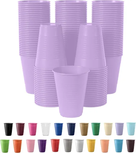 Miniatura 11 de Exquisitos vasos de plástico Party Solids de 12 onzas para suministros de fiesta, paquete de 50 vasos desechables amarillos de plástico, vasos