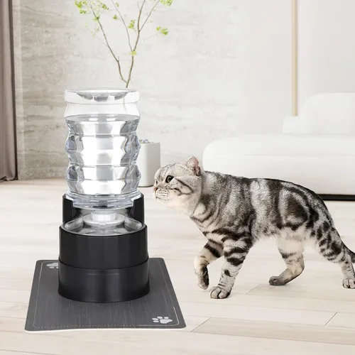 Miniatura 6 de RIZZARI Dispensador automático de agua para perros: bebedero de acero inoxidable negro de 7 litros, diseño elevado que alivia la tensión