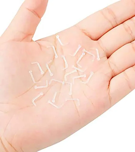 Miniatura 3 de Joyería 0.63 oz Clear Nose Septum Anillo Retenedor de Hueso Bioflex L Forma Anillos de nariz Studs Piercing Joyería Plana Top