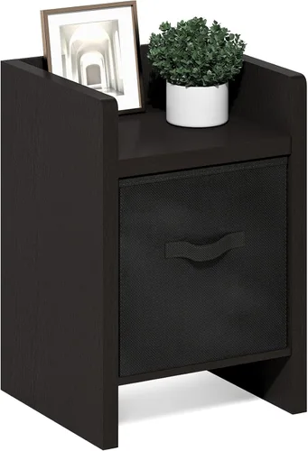 Miniatura 11 de Mesa de noche con cajón Furinno, Madera, Marrón oscuro/Negro