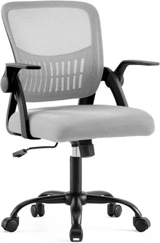 Miniatura 13 de DUMOS Silla de escritorio de oficina en casa, ergonómica con respaldo medio con soporte lumbar y modo mecedor, altura ajustable con reposabrazos