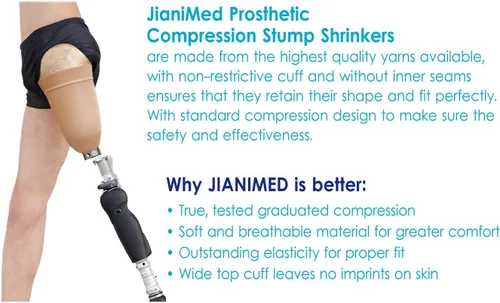 Miniatura 2 de Termoencogedores protésicos por encima de la rodilla, 13.8 in, compresión, calcetines amputados, 20-30, uso diario, Taiwán Excellence XS