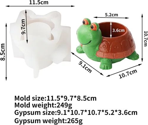 Miniatura 2 de Molde de silicona para maceta, mini molde de silicona para maceta de tortuga 3D, moldes de hormigón para suculentas, moldes de hormigón, cactus