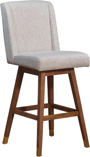 Miniatura 30 de Armen Living Sicily Modern Farmhouse Taburete giratorio de madera negra de 30 pulgadas de altura de asiento para encimera de isla de cocina en tela