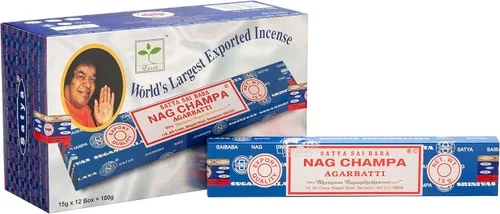 EARTH Satya Nag Champa - Varillas de incienso prémium de 15 GMS (paquete de 12) (certificado verde) – Agarbatti enrollado naturalmente a mano,