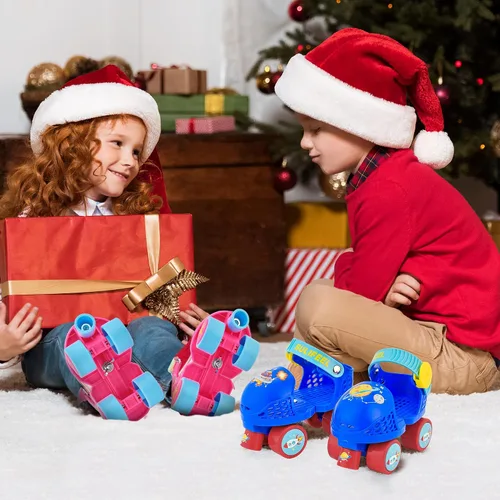 Miniatura 6 de SULIFEEL Patines de ruedas cuádruples ajustables para niños, patines de ruedas para principiantes para niñas y niños de 2 a 5 años de edad Azul