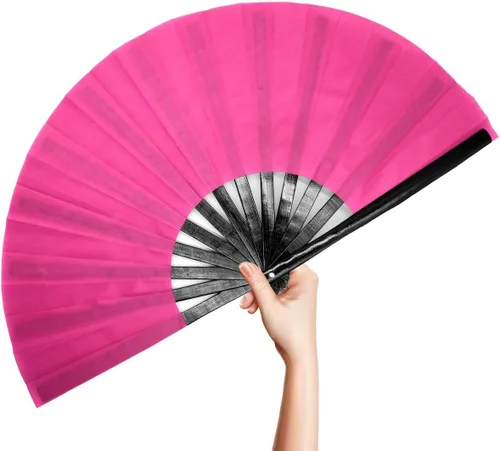 Miniatura 8 de OMyTea Ventilador de mano plegable grande de bambú para hombres y mujeres, ventilador de mano chino japonés de Kung Fu Tai Chi con funda de tela