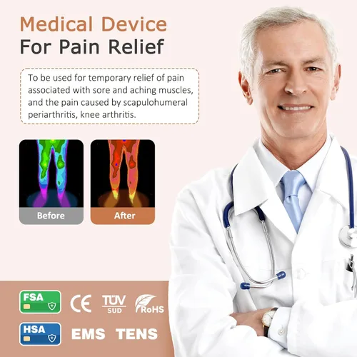 Miniatura 3 de KNQZE Masajeador de pies para aliviar el dolor de neuropatía - TENS + EMS, tecnología de doble pulso, 10 modos, 20 intensidades, control remoto