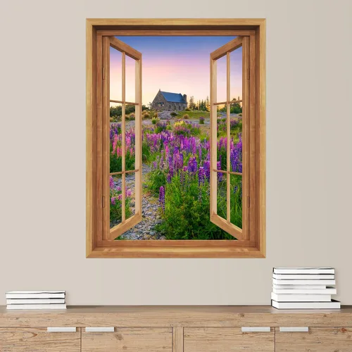 Miniatura 50 de SIGNWIN Adhesivo de pared removible/mural de pared para ventana, vegetación exuberante y árboles iluminados por el sol, fotografía, realismo